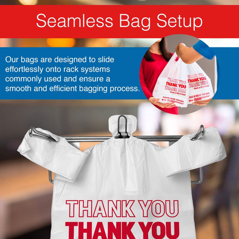 Reli. Thank You Plastic Bags (350 Count) (11.5" x 6.5" x 21") (White) - Grocery, Shopping Bag, Restaurants, Convenience Store - Image 4